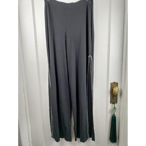 Nicole Bakti Sexy Fitted Stretch Rhinestone Evening Pantsuit SMALL Wide Leg NICE - Picture 8 of 10